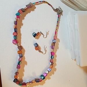 Rock Beaded 20" Necklace & Earrings Set